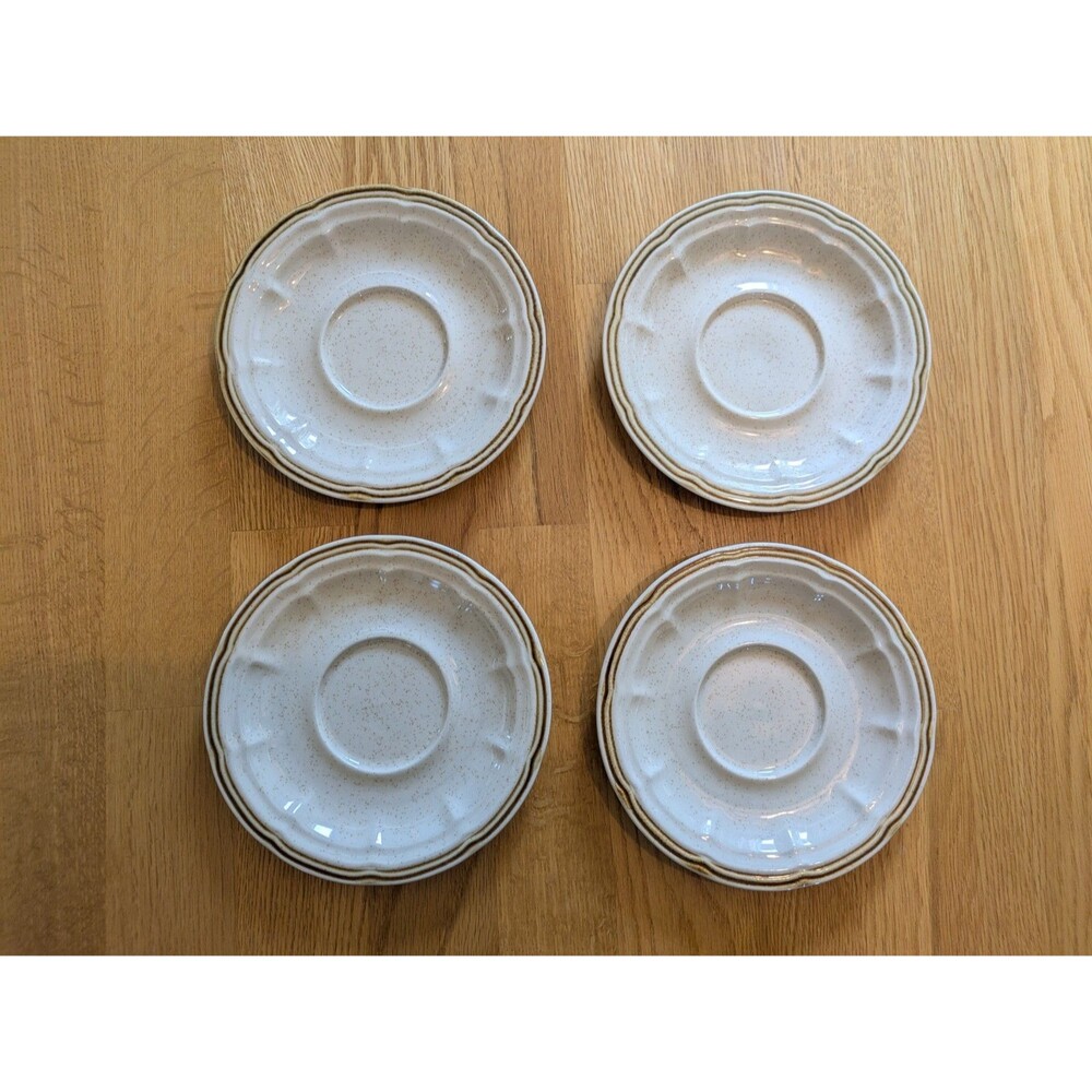 Set Of 4 Crown Manor Autumn Blossom Handpainted Stoneware Saucers Japan 6-1/4"